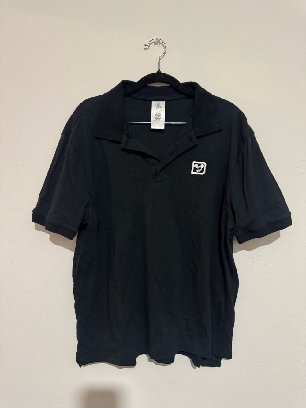 Disney Parks Retro WDW Logo Polo Shirt Mens Size L Black Embroidery